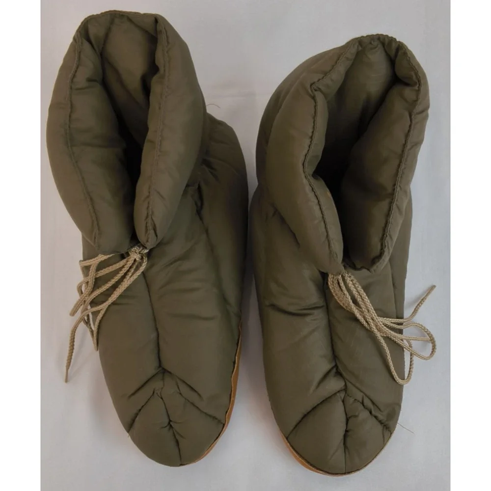Eddie Bauer Goose Down Puffy Camp Slippers Men's XL Green Indoor/Outdoor #W5444
